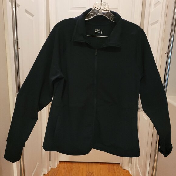 Brand new Jockey women's yoga jacket.  Navy blue. Size large. Super comfortable. - Picture 1 of 13